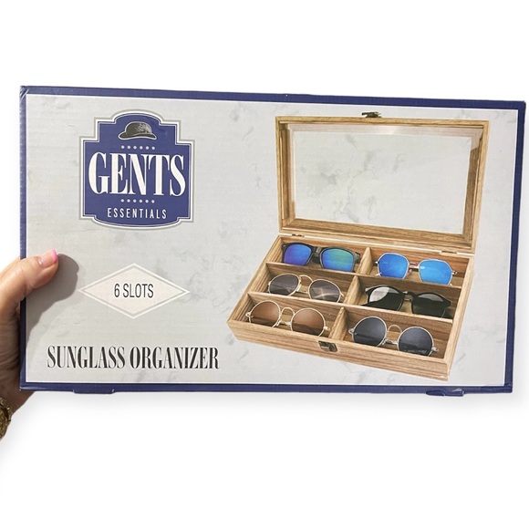 REVO Eyewear Case Sunglasses Eye Glasses Organizer Six Pair Wood & Glass Box NWT - Picture 4 of 6